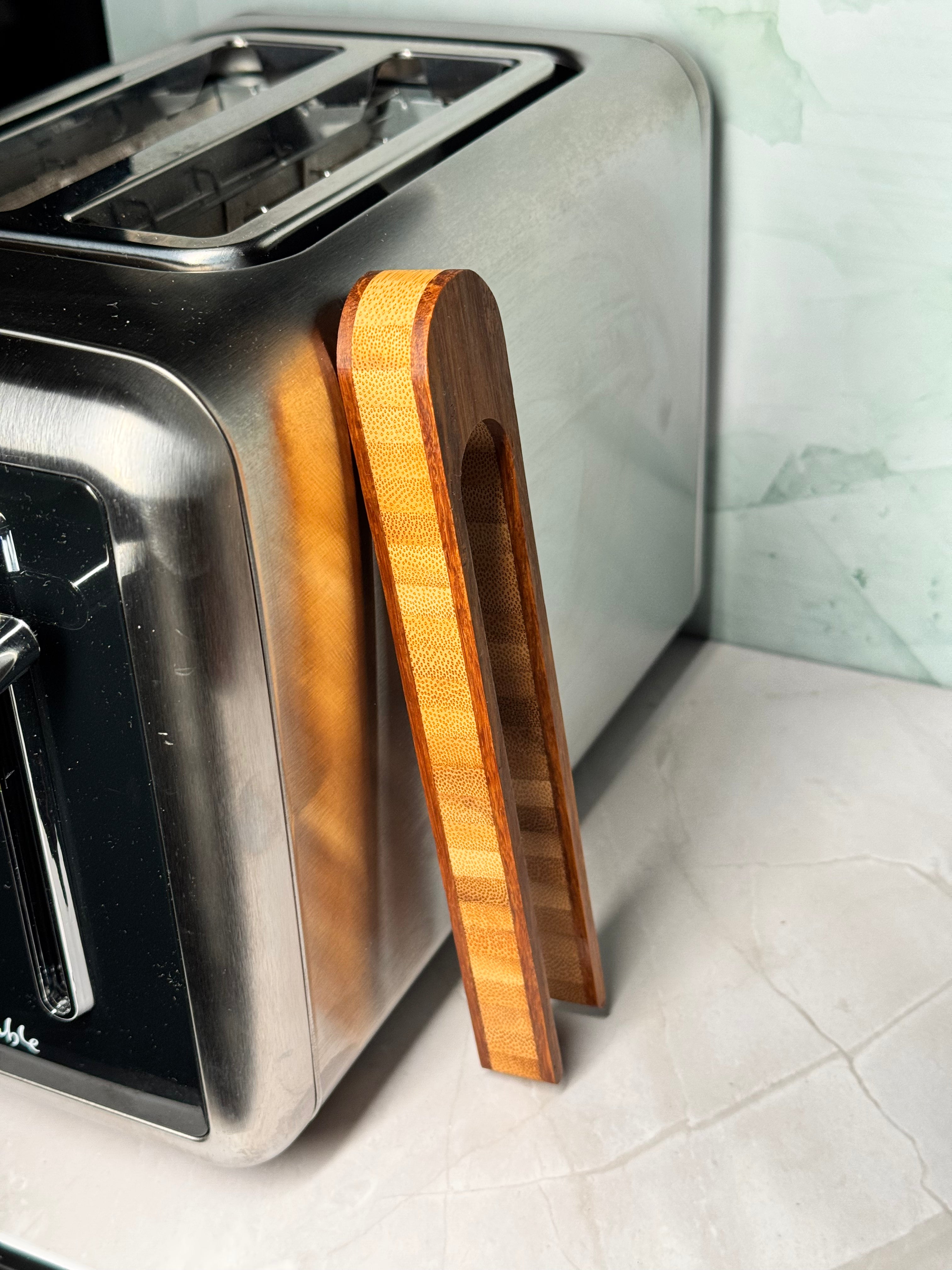Handcrafted Bamboo Toaster Tongs – Natural, Safe, and Stylish – BILBLOX LLC